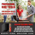 Renook Grill Mats for Outdoor Grill, Set of 8 BBQ Grilling Mat for Outdoor Gas Grill Cooking,15.75 X 13 Inch, Black