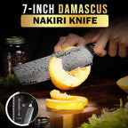 SliceElite Elite Series 7 Inch Nakiri Knife Damascus VG10 Core Forged G10 Handle Polymer Guard Japanese Chef Vegetable Chopping Cleaver Kitchen Knife Sharp Cutting Cooking Tomato Butcher Tool