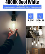 Lumiverse 120 Pack E26 led Bulb 60 watt dimmable Vintage LED Edison Bulbs 5.5W, 60W Equivalent,4000K Cool White, Antique Style ST19/ST58 LED Light Filament Bulbs, CRI 90+, E26 Base