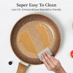 Innwewell Non Stick Frying Pan - Granite Stone Non Stick Skillet, Safe&No Toxic Pans for Cooking, Large Nonstick Cookware Chef's Pan, Induction Compatible, PFOA Free(11inch, Gold)
