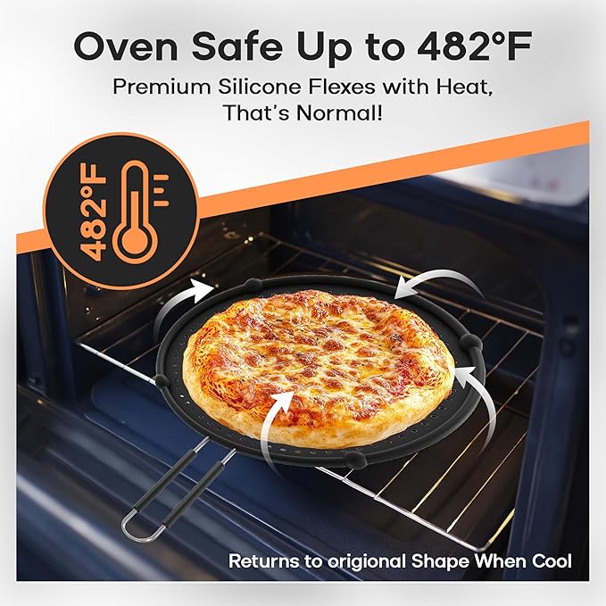 Frying Pan Splatter Screen | USA Brand | 11-Inch Black, Fit Pans (6" to 11") Silicone Grease Splatter Guard for Frying Pan and Stove by Beckon Ware