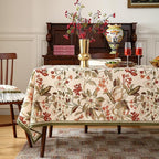 ISAENNE Designer Bohemian Linen Extra Long Rectangle Tablecloth,Colorful Floral Pattern Table Cloth,Wrinkle Resistant Decorative Tablecloths for Dining Thanksgiving Kitchen,63"*110"-Grace A