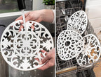 GASARÉ, Extra Large, Thick, 10" Silicone Trivets for Hot Dishes, Pots, and Pans, Hot Pads for Countertops, Flexible, Dishwasher Safe, 10 x ¼ Inches, Set of 3, White