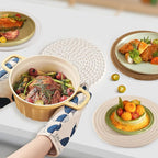 8" Trivets for Hot Dishes, Hot pots and Pans,6 Heat Resistant Hot Pads and Storage Basket 1 Pack,Pot Holders for Kitchen, Hot Plate Mats for Kitchen Countertops