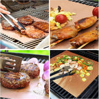 Renook Copper Grill Mats for Outdoor Grill, Set of 8 BBQ Grill Mat for Outdoor Gas Grill, Non-Stick Copper Cooking Sheets, 15.75 X 13 Inch