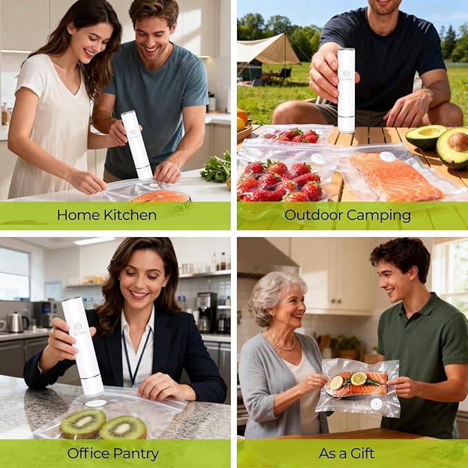 Reusable Vacuum Sealer Bags for Food with Air Valve, 50 Pack BPA‑Free Food Saver Bags Dishwasher‑Safe, Freezer,Microwave, Odor-Resistant, Leak‑proof for Leftovers, Meal Prep, Sous Vide, BBQ