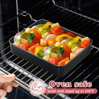 E-far Toaster Oven Baking Pan with Lid, 9.4 x 7 Inch Nonstick Stainless Steel Rectangle Cake Pan with Cover for Baking Small Brownies, Stainless Steel Core & Nonstick Coating, Non-toxic & Oven Safe