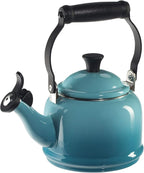 Le Creuset Enamel On Steel Demi Kettle & Stoneware Set of 2 Mugs, 1.25 qt. Kettle & (2) 14 oz. Mugs, Caribbean