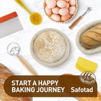 Banneton Bread Proofing Basket, Sourdough Starter Kit with 9" Round & 10" Oval Bread Proofing Basket, Bread Lame, Brushs, Spatula, Scraper, Dough Whisk, Flour Duster & Stencils