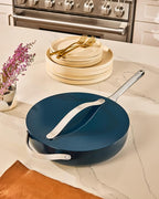 Caraway Nonstick Ceramic Sauté Pan with Lid (4.5 qt, 11.8") - Non Toxic, PTFE & PFOA Free - Oven Safe & Compatible with All Stovetops (Gas, Electric & Induction) - Black