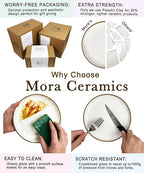 Mora Deep Fluted Ceramic Pie Dish for Apple Pie, Quiche, Tart - 9 inch - Modern Farmhouse Style Porcelain - Earl Grey