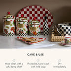 MACKENZIE-CHILDS Enamel Canister, Kitchen Storage Container with Lid, Small, Deck The Halls