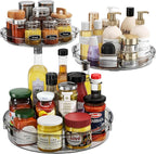 LAMU 3 Pack Lazy Susan Organizer Turntable for Cabinet, Condiment Organizer for Kitchen Pantry Organizers and Storage, Table Top, Fridge, Countertop, Spice Organization, 12'' 10.6'' 9.25'', Grey