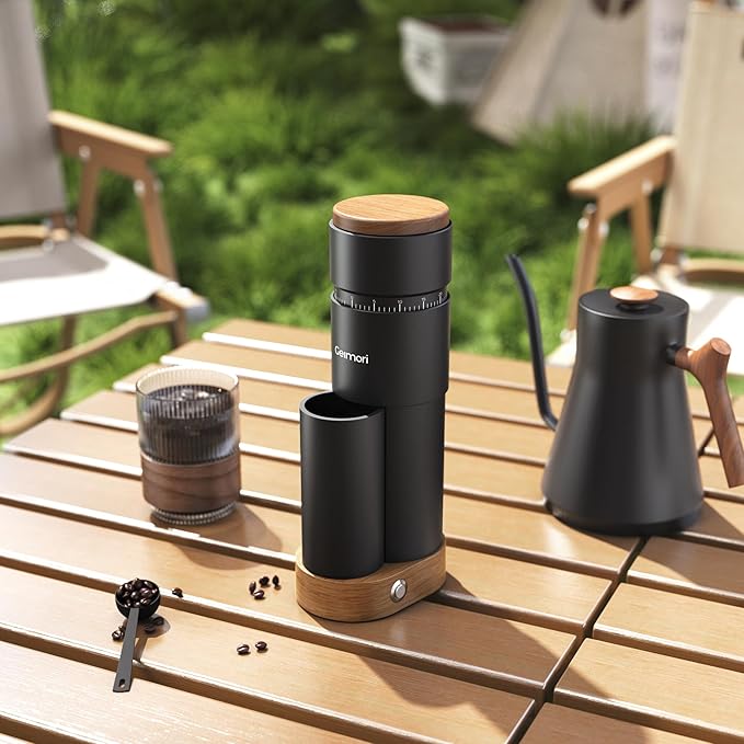 Burr Coffee Grinder,Wirsh Portable Electric Coffee Grinder Geimori T38 Plus with 38mm 6-Core Conical Burr,Stepless Grind Settings from Fine to Coarse for Espresso,Drip,French Press,Home&Travel Use