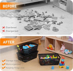 Plastic Storage Baskets With Lid, Storage Bins for Organizing, Stackable Decorative Containers for Shelves Drawers Desktop Closet Playroom Classroom Office,10 Pack-Black