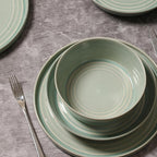 Stone Lain Claire 8-Piece Bowl Set Stoneware, Bowls, Dishwasher and Microwave Safe, Dish Set for 8, Green