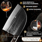 ENOKING Butcher Knife for Meat Cutting, 6.6 Inch HandForged Meat Cleaver Knife Heavy Duty Bone Chopper, High Manganese Steel Serbian Chef Knife with Leather Sheath and Full Tang Handle (Brown Handle)