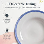 Portmeirion Potter's Brushstroke Oatmeal Bowl (Set of 4) - Ideal for Porridge, Soup, Desserts - Microwave & Dishwasher Safe Earthenware Bowls, Durable Dishware Collection - Made in UK (Blue)