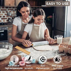 Nonstick Marble Rolling Pin with Wooden Handles and Wooden Resting Base-Ideal for Dough-Pastry Bread Tortillas and Pizza-Essential Baking and Kitchen Tool