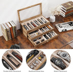 Knife Display Case, 3-Layer Pocket Knife Case Display & Storage Knives, Solid Wood Knife Case for Collections, Gift for Boyfriend Fathers Day Birthday Gifts(Brown)