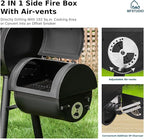 MFSTUDIO Heavy Duty Charcoal Wood Offset Outdoor Smoker Grill, Charcoal Grill with Smoker Combo for BBQ Grilling, 512 SQ.IN.