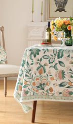 patdrea Designer Green Rectangle Table Cloth,Vintage Italian Floral Country Linen Breathable Tablecloth,Decor Cover for Kitchen Dining,Christmas,Tea Party,Thanksgiving,63"x87"-Tree Life