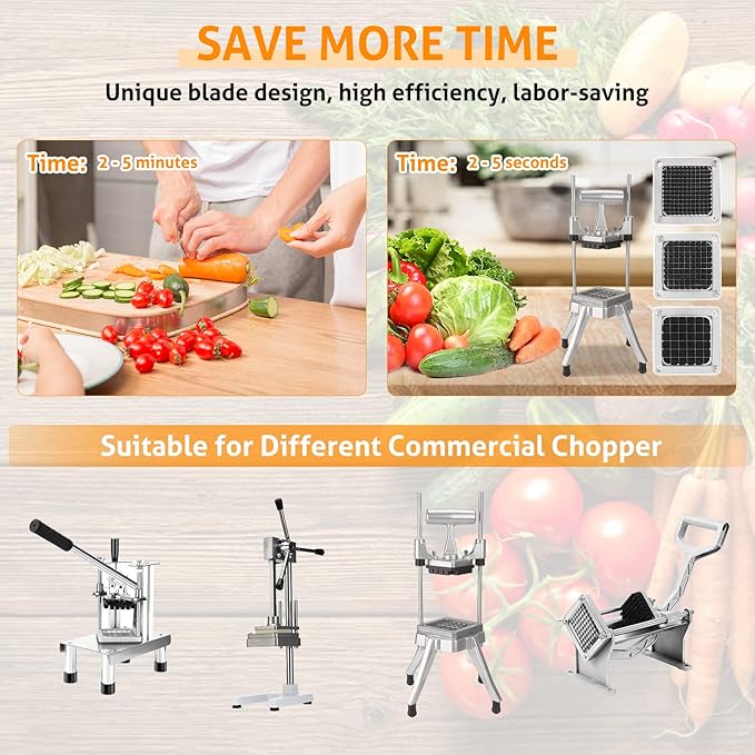 WICHEMI Replacement Blades 3/8" - Commercial Vegetable Chopper & Dicer, Stainless Steel, Onion & Tomato Cutter (2 Pack)
