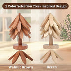Tree Shape Wooden Trivets for Hot Dishes, 4 Wooden Trivets + 1 Stand stored Like a Christmas Tree，for Easy Storage，Multifunctional Ornaments (Walnut Brown)