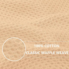 Homaxy 100% Cotton Waffle Weave Kitchen Dish Towels, Ultra Soft Absorbent Quick Drying Cleaning Towel, 13 x 28 Inches, 4-Pack, Apricot
