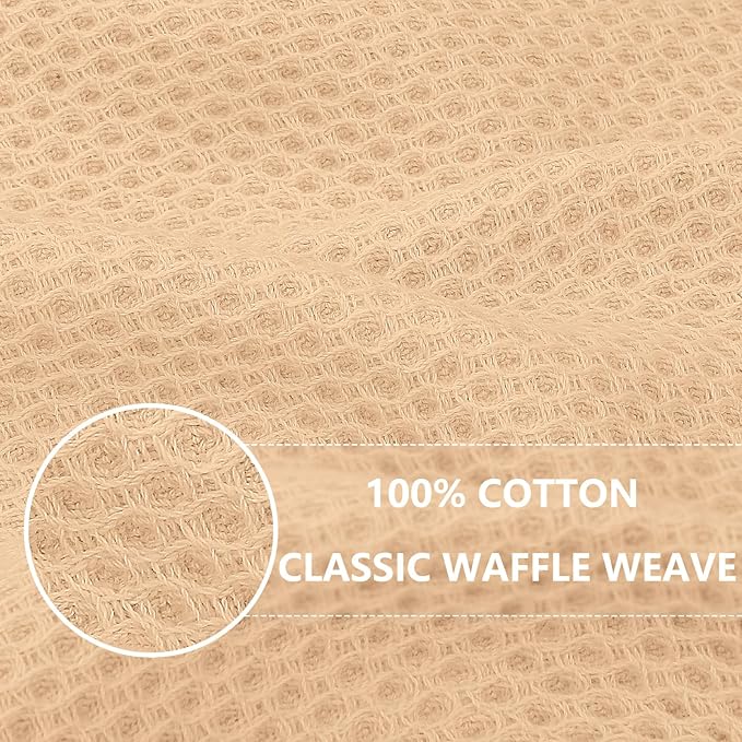 Homaxy 100% Cotton Waffle Weave Kitchen Dish Cloths, Ultra Soft Absorbent Quick Drying Dish Towels, 12 x 12 Inches, 12-Pack, Apricot