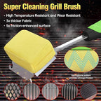 Grill Brush Bristle Free for Outdoor Grill, Steam Grill Cleaning Brush Replaceable BBQ Cleaner Brush Head,Extended Handle, Safe Grill Brush with Scraper for Cast Iron Stainless-Steel Grates,Green