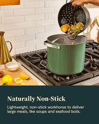 Caraway Stock Pot - 12 Qt Ceramic Coated Pot With Lid - Fee From Forever Chemicals - Large Pot for Bigger Batches - White