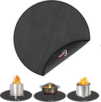 DocSafe 38" Round Fire Pit Mat, 4-Layer Fireproof Under Grill Mat Heat Insulated Indoor Fireplace Pad Protector for Decks,Patios,Grass,BBQ Smoker, Portable Reusable Oil-Proof and Waterproof, Black