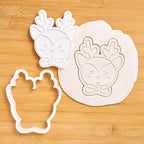 Flycalf Christmas Cookie Cutters Reindeer with Plunger Stamps Holiday PLA Baking Accessories Cutter Molds Gifts Decorative Party 3.5" Kitchen Cake Supplies