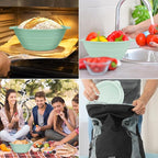 Upgraded Silicone Sourdough Bread Proofing Basket with Handles - Reinforced Rim Support, 9 Inch Round Foldable Bowls for Sourdough Bread Baking, Oven & Dishwasher Safe-BPA Free (Green)
