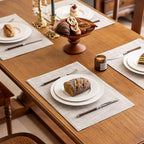 KXN Placemats Set of 4, Dual-Layer Thickened Faux Linen Table Mats, Heat Resistant & Wrinkle-Free, Machine Washable Cloth Place Mats for Kitchen Dining Indoor Outdoor (Cream Beige)