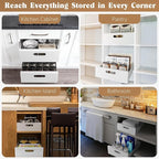 HBL' 1 Pack | 21" Deep Pull Out Cabinet Organizer Adhesive, 12-Inch Wide Sturdy Carbon Steel Roll-Out Drawers for Face Frame or Frameless Cabinets,Slide-Out Shelves for Pantry.