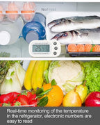 Frienda 16 Pack White Digital Fridge Thermometer Waterproof Refrigerator and Freezer Room Max/min Record Function LCD Screen Refrigerator Thermometer with Hook and Magnetic Back for Home