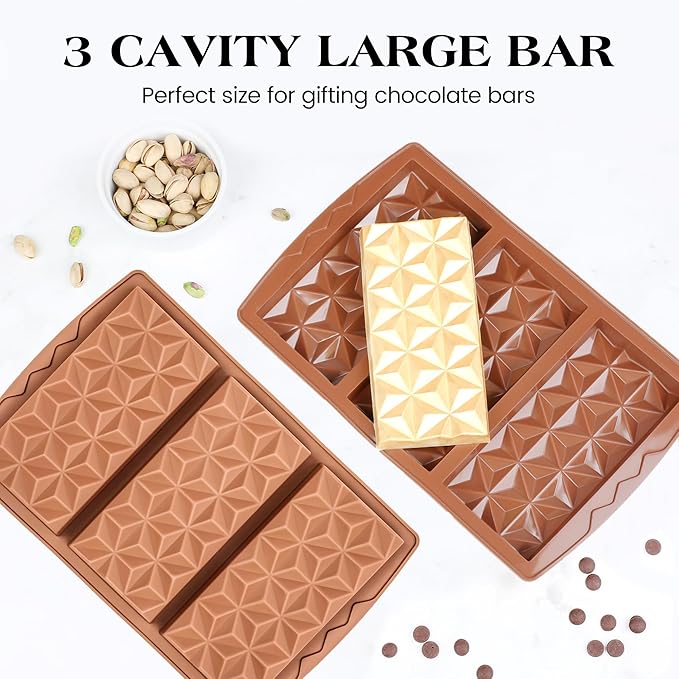 1 Pc Chocolate Bar Mold Deep Silicone Large Chocolate Molds Break Apart Pyramid Shape Thick Candy Bar Molds