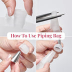 Prestee Reusable Piping Bags and Tips Set - 5 TPU 12-Inch Piping Bags with 5 Metal Icing Tips and 2 Couplers - Flexible and Durable Frosting Piping Kit for Cake Cupcake Cookie Decorating - Transparent