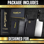 SliceElite Slice Series 7 Inch Cleaver Knife High Carbon German Steel Blade Pakkawood Handle Dual Sheath Sharp Butcher Knife Kitchen Chopper Bone Cutter Meat Slicer Vegetable Knife BBQ Butcher Cleaver