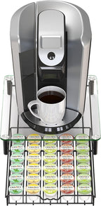 Deco Brothers Crystal Tempered Glass K-Cup Holder Drawer for 30 Coffee Pods Storage, Black
