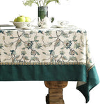 patdrea Designer Green Linen Long Table Cloth for Rectangle Table,Vintage Floral Pattern Durable Tablecloth,French Cover Decor for Kitchen Dining,Christmas,Thanksgiving,Tea Party,63"x102"-Noah