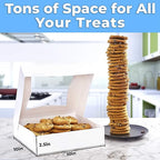 Gourmet 10in White Bakery Boxes 5 Pk. Cute Window Displays for Pies, Cakes, Cupcakes, Pastries. Transport Baked Goods with Sturdy, Easy-to Use Carriers. Give Sweet Holiday Gifts at Work or School