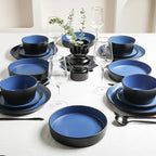 Stone Lain Albie 20-Piece Dinnerware Set Stoneware, Blue and Black