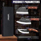 MDHAND Butcher Knife Set, 4PCS Hand Forged Butcher Chef Knife Set with Gift Box, Meat Cutting Knife for Kitchen, Bone Chopper Knives & Viking Knives for Home & Camping & Outdoor, BBQ Gift for Men