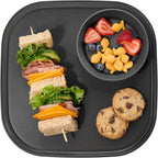 madesmart Dipware Reusable Dining Plate/Serving Tray for Appetizers and Snacks, Food-Safe Appetizer Serving Platter with Removable Dip Bowl, Carbon