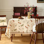 ISAENNE Designer Floral Linen Long Tablecloth Rectangle,French Off White Elegant Table Cloth,Washable Home Decor Tablecloths for Dining Thanksgiving Kitchen Christmas Party,63"*102"-Grace B