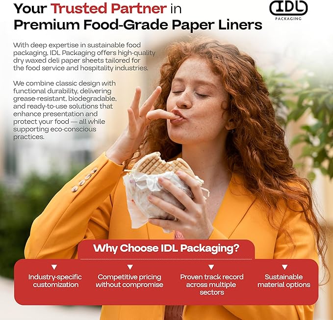 Brown Deli Paper Sheets, 12" x 12" (500 pcs.) - USA-Made Premium Food Basket Liners - PFAS-free Grease Resistant Deli Paper Sheets for Snack & Baking Wrap, Picnic & Party by IDL Packaging