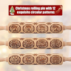 17" Premium Wooden Rolling Pins for Baking with Gnome Embossed Designs | 3mm Deep Springerle Cookie Molds | Christmas Rolling Pin & Baking Gifts for Women | Includes 3-in-1 Cleaning Brush